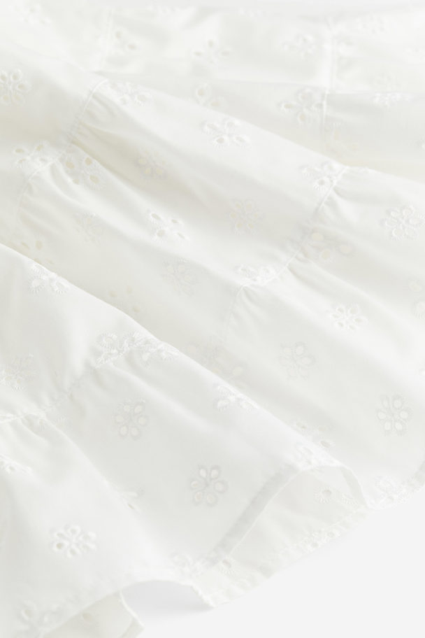 H&M Stufenrock mit Broderie Anglaise Weiß
