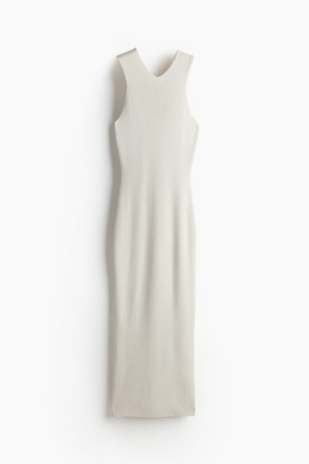 H&M Rib-knit Bodycon Dress Light Beige