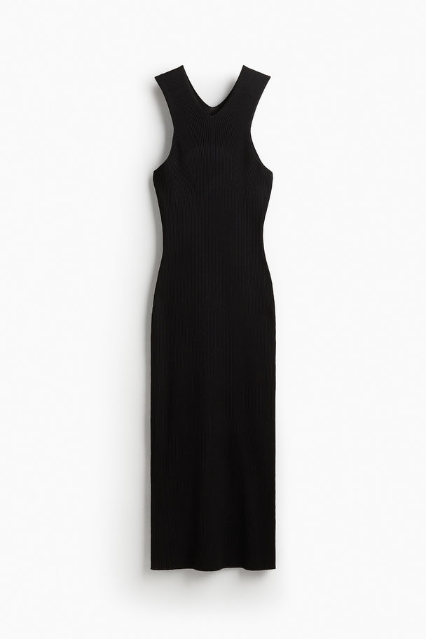 H&M Bodycon-Kleid in Rippstrick Schwarz