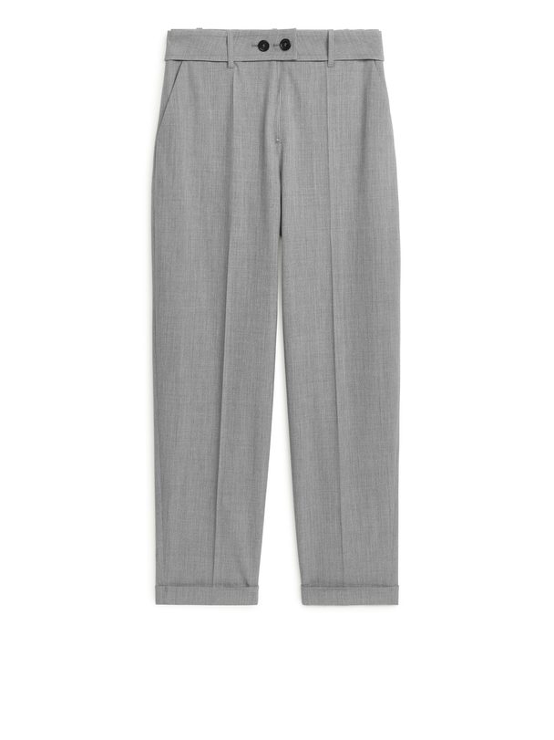 Arket Tapered Wool Trousers Grey