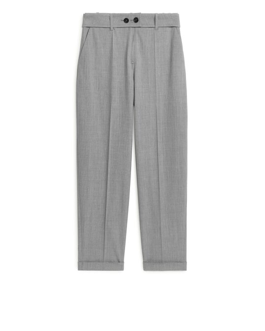 Arket Tapered Wool Trousers Grey