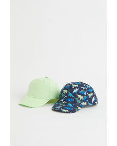 2er-Pack Caps Marineblau/Neongrün