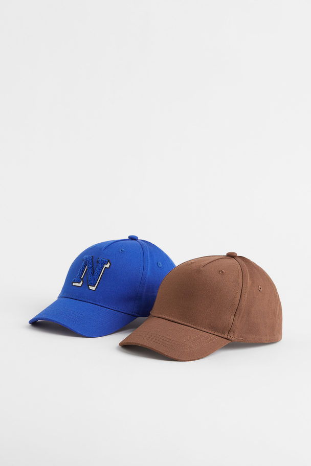 H&M 2-pack Caps Bright Blue/brown