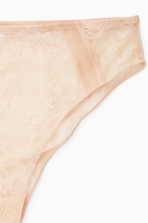 COS High-waisted Lace Briefs Light Orange