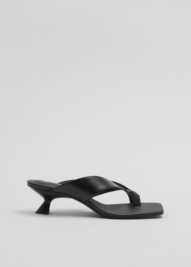 & Other Stories Leather Thong Sandals Black