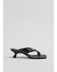 Leather Thong Sandals Black