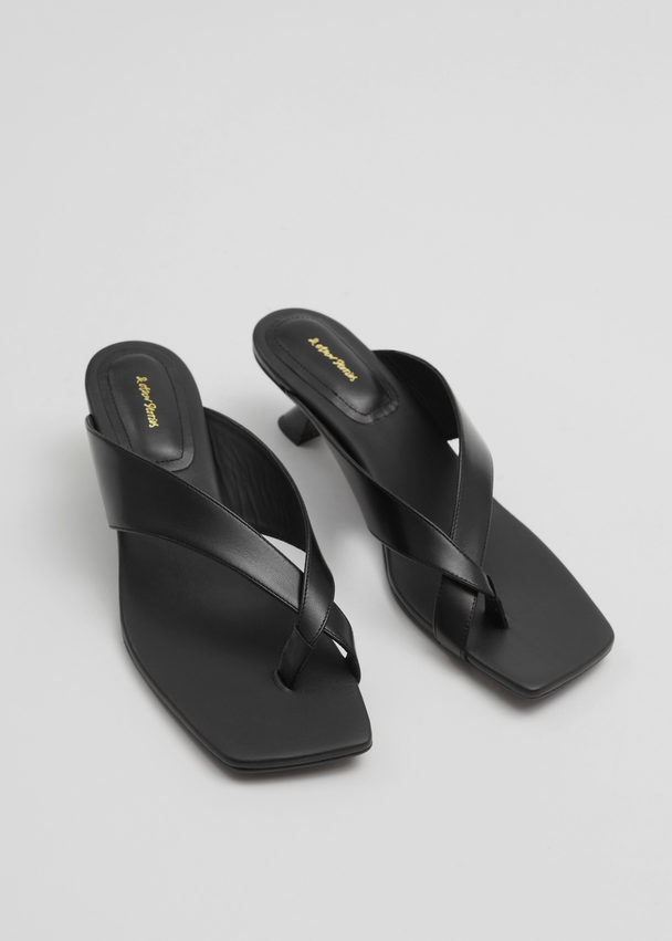 & Other Stories Leather Thong Sandals Black