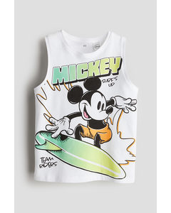 Tanktop Med Tryk Hvid/mickey Mouse