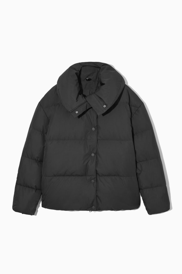 COS Funnel-neck Puffer Coat Black