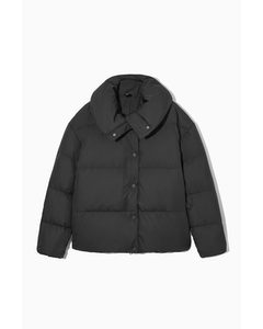 Funnel-neck Puffer Coat Black