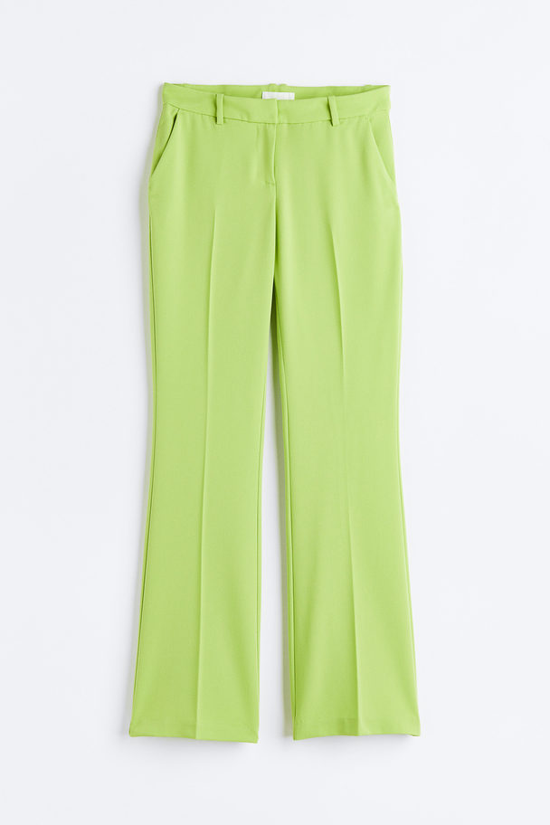 H&M Flared Twill Trousers Lime Green