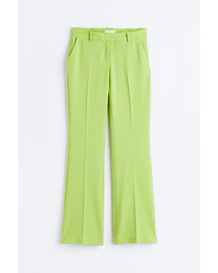 Flared Twill Trousers Lime Green