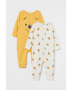 2-pack All-in-one Pyjamas Yellow/winnie The Pooh