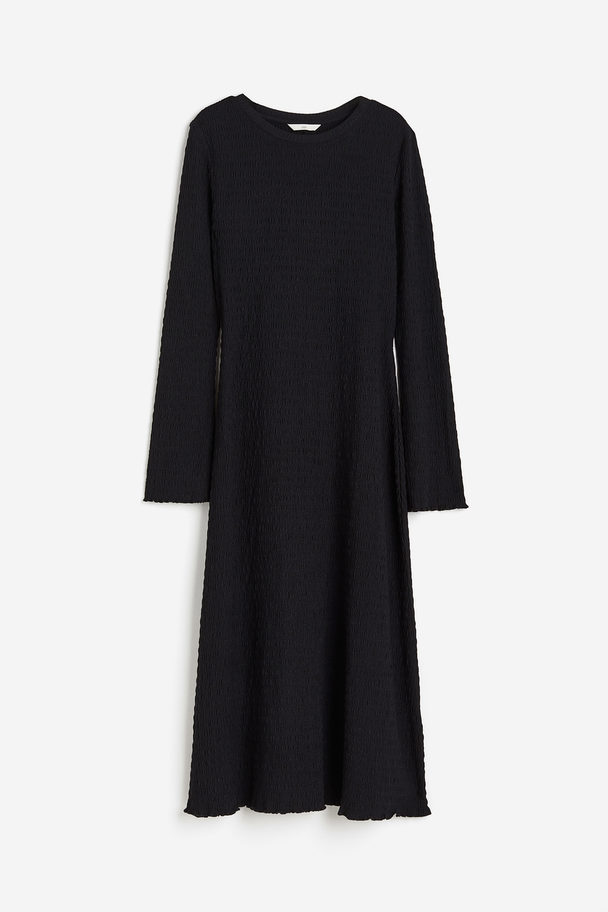 H&M Jerseykleid mit Struktur Schwarz