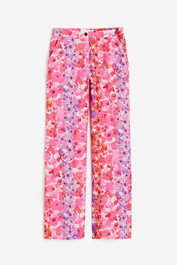 H&M Flared Trousers Pink/floral