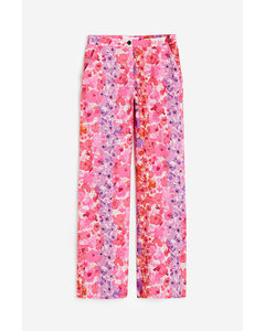 Flared Trousers Pink/floral