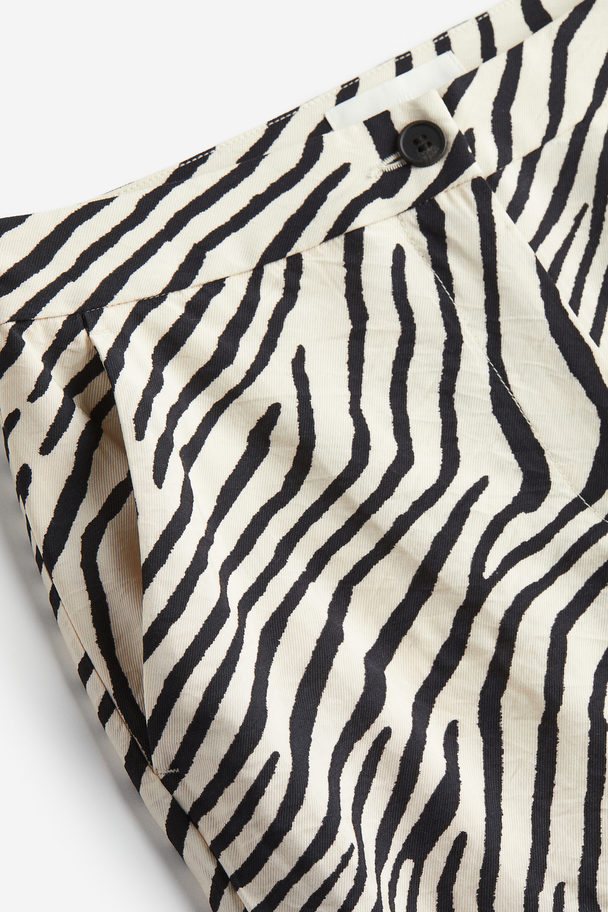 H&M Flared Trousers Cream/zebra Print