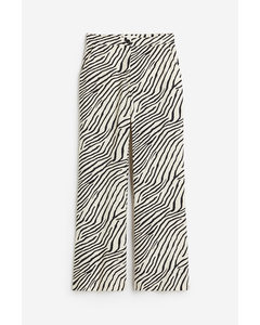 Flared Trousers Cream/zebra Print