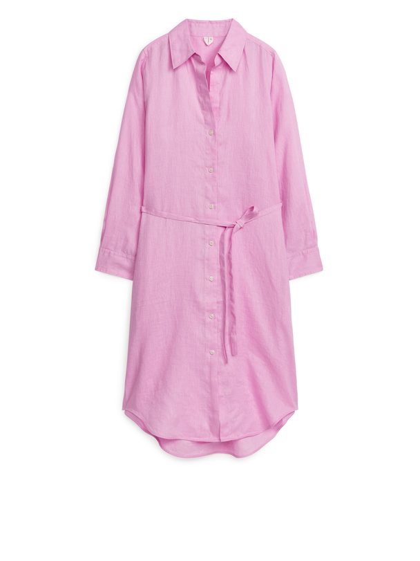 ARKET Linen Shirt Dress Pink