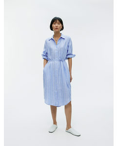 Linen Shirt Dress Blue