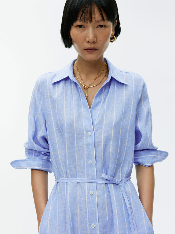 ARKET Linen Shirt Dress Blue