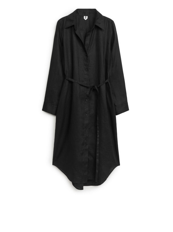 ARKET Linen Shirt Dress Black