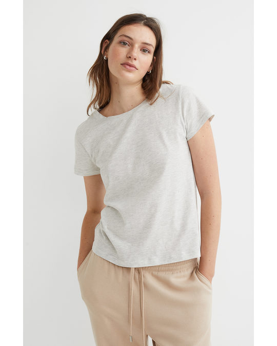 H&M Cotton T-shirt Light Grey Marl