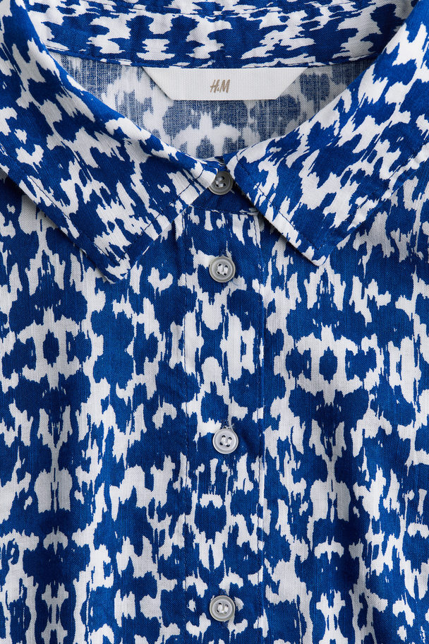H&M Skjortklänning Med Våder Klarblå/mönstrad