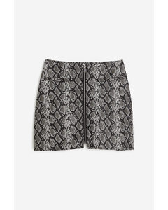 Patterned Mini Skirt Grey/snakeskin-patterned
