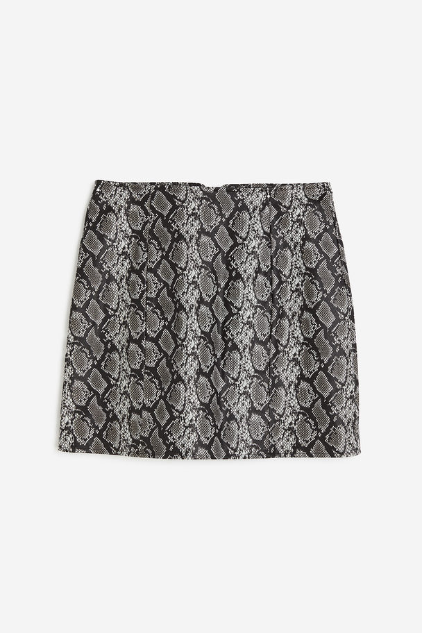 H&M Patterned Mini Skirt Grey/snakeskin-patterned