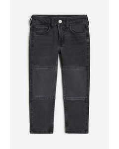 Relaxed Fit Jeans mit verstärkten Knien Schwarz/Washed out