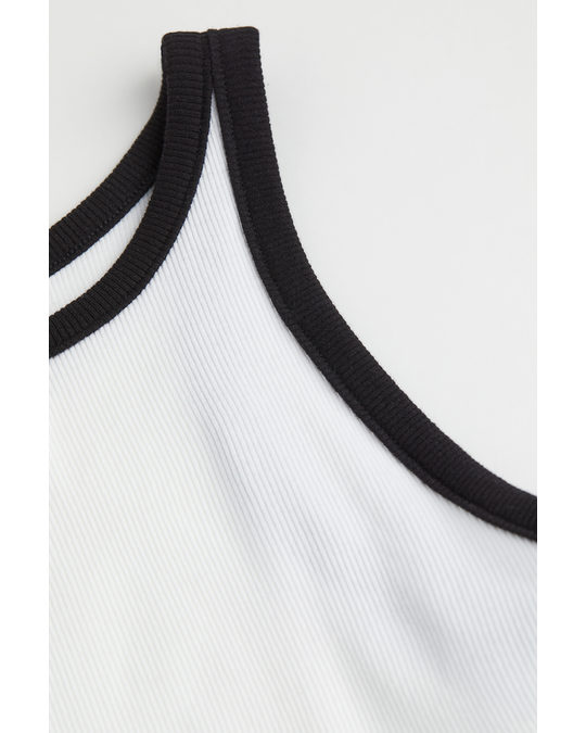 H&M H&m+ Ribbed Vest Top White/black