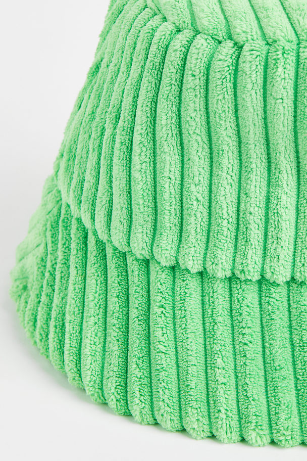 H&M Corduroy Bucket Hat Bright Green