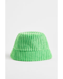 Bucket Hat aus Cord Knallgrün