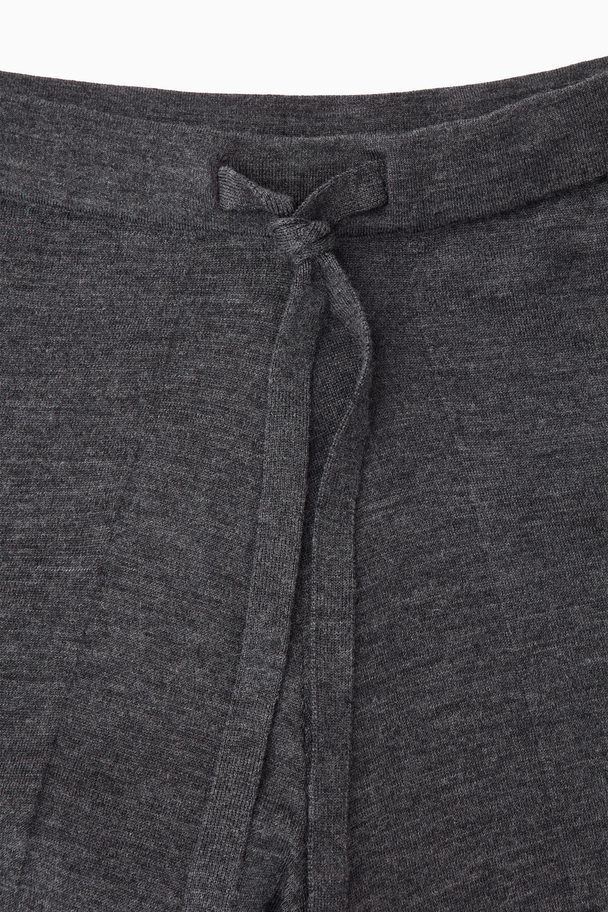 COS Merino Wool Drawstring Trousers Dark Grey Mélange