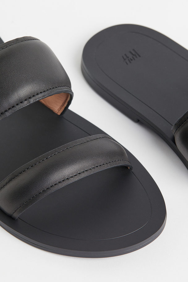 H&M Slip In-sandaler I Läder Svart
