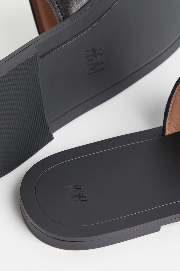 H&M Leather Slides Black