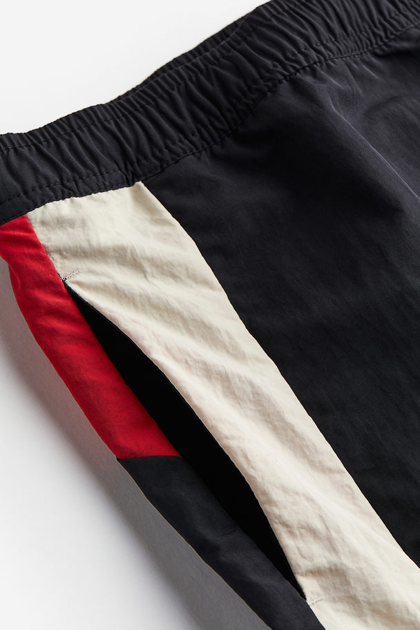 H&M Nylon Track Pants Black/block-coloured
