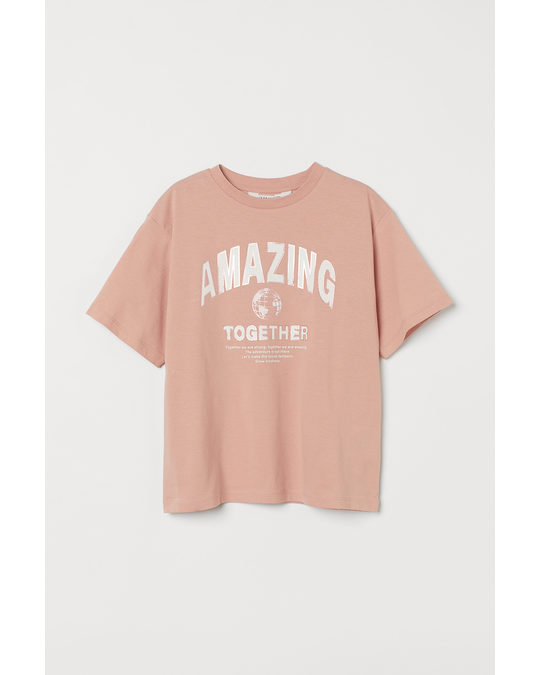 H&M Oversized T-shirt Powder Pink/amazing