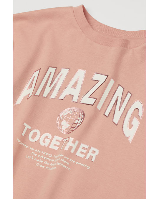 H&M Oversized T-shirt Powder Pink/amazing