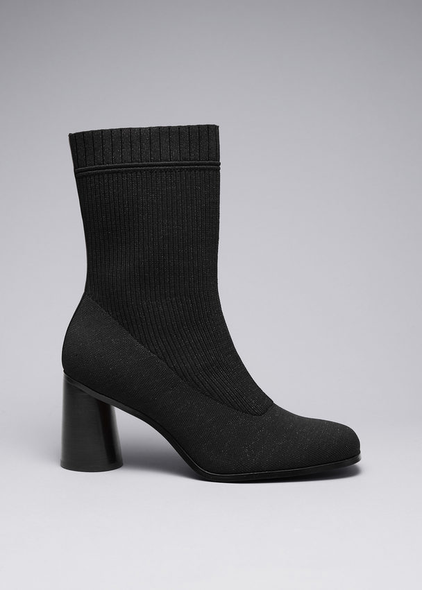 & Other Stories Knit Sock Boots Black/glitter