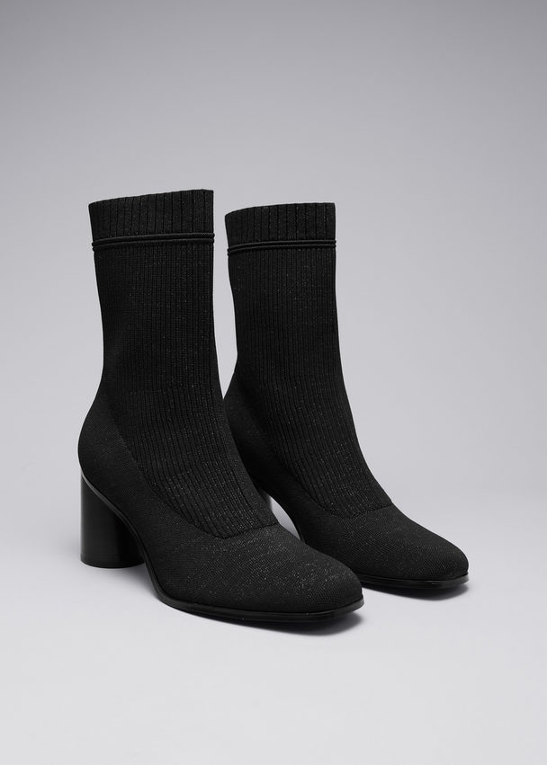 & Other Stories Knit Sock Boots Black/glitter