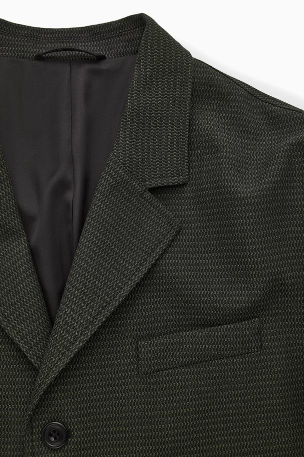 COS Relaxed-fit Jacquard Blazer Dark Green