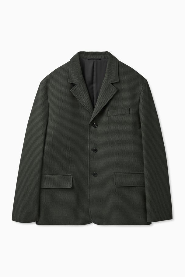 COS Relaxed-fit Jacquard Blazer Dark Green