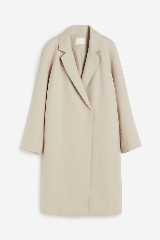 H&M Zweireihiger Mantel in Midilänge Hellbeige