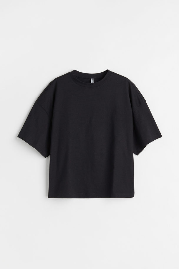 H&M Kastiges T-Shirt Schwarz