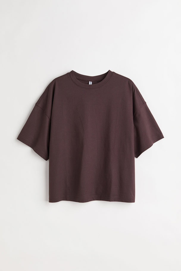 H&M Boxy T-shirt Dark Brown