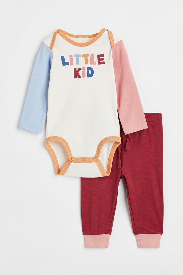 H&M 2-teiliges Baumwollset Dunkelrot/Little Kid