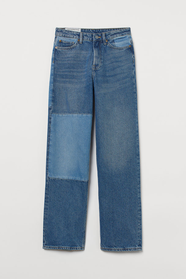 H&M Loose Straight High Jeans Blau