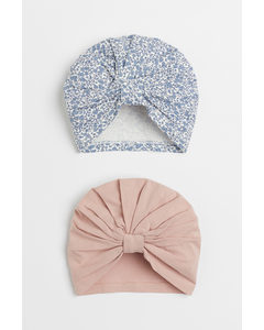 2-pack Cotton Turbans Powder Pink/floral